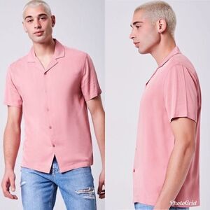 Forever 21 Cuban Collar Dusty Pink Shirt
